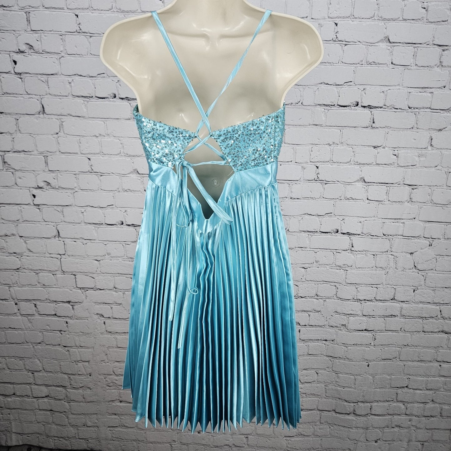 Jessica McClintock Gunne Sax Accordion  Strappy Back Sequin Short Dress USA 11
