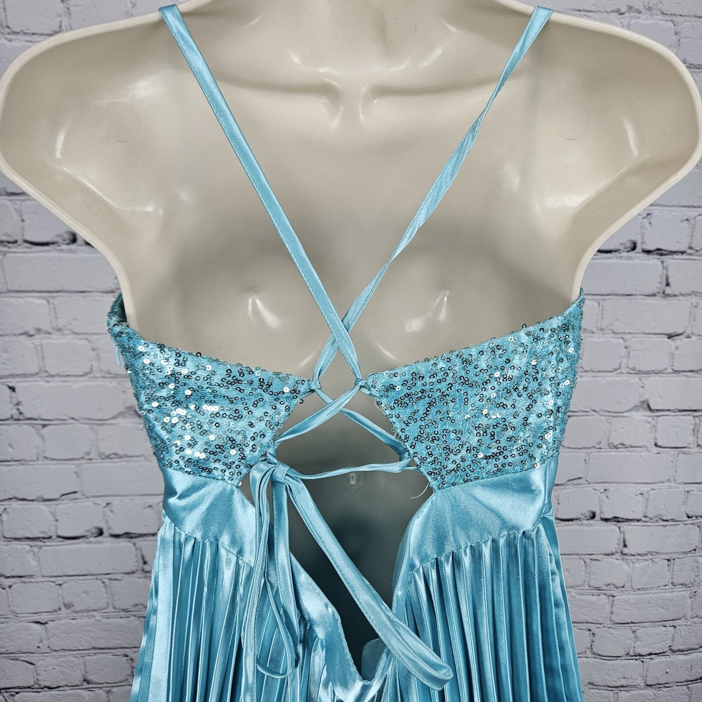 Jessica McClintock Gunne Sax Accordion  Strappy Back Sequin Short Dress USA 11