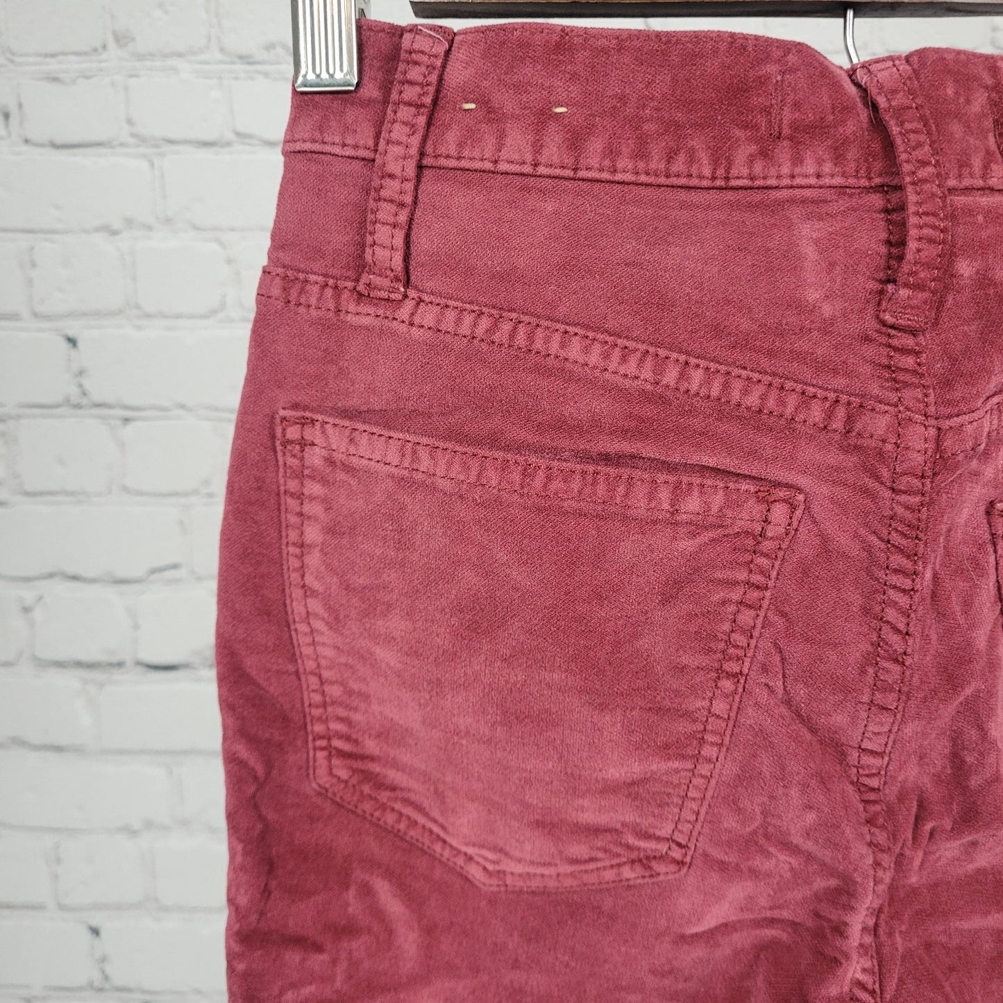 Madewell Red Velvet Corduroy 10" High Rise Stretch Skinny Pants 23 (23x27)