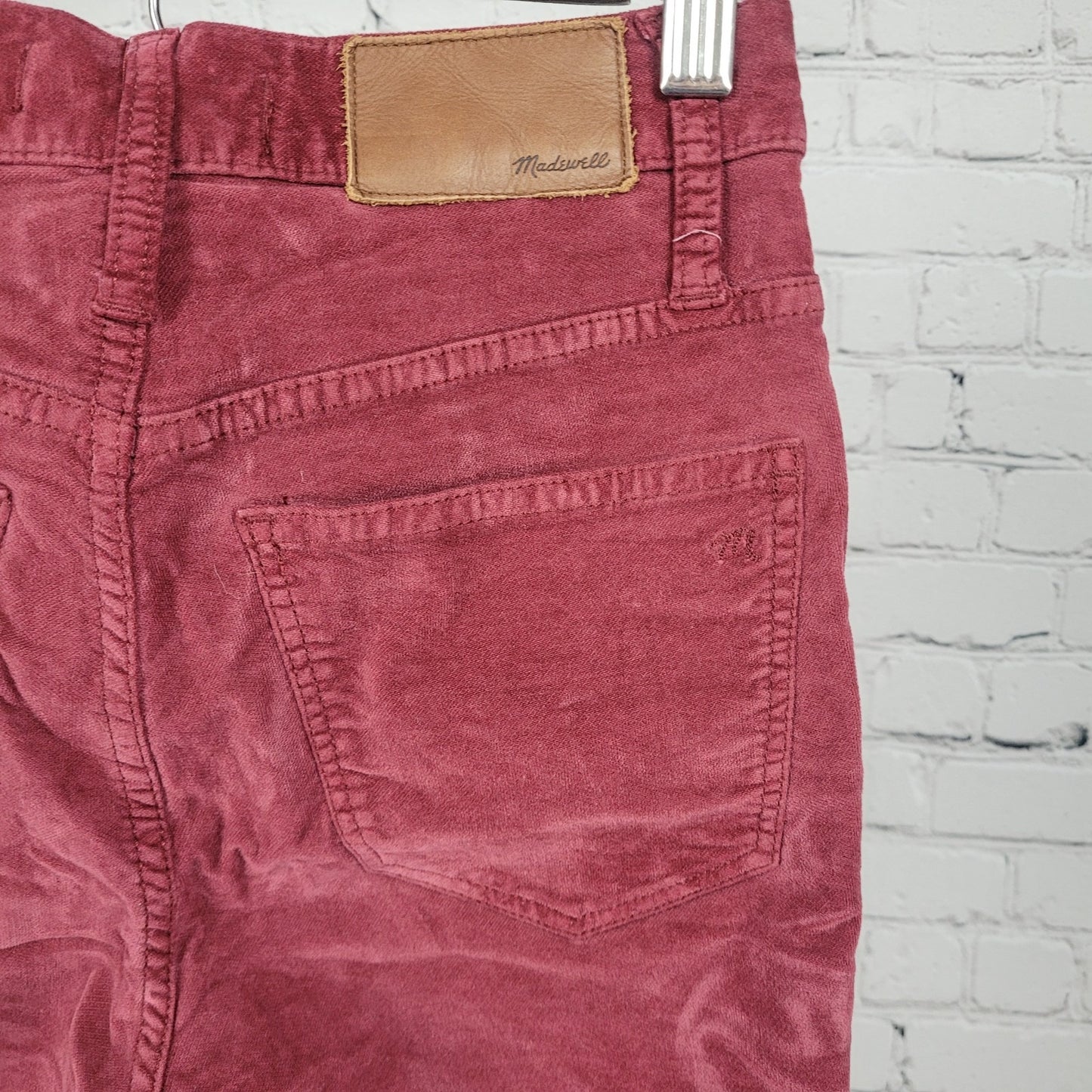 Madewell Red Velvet Corduroy 10" High Rise Stretch Skinny Pants 23 (23x27)