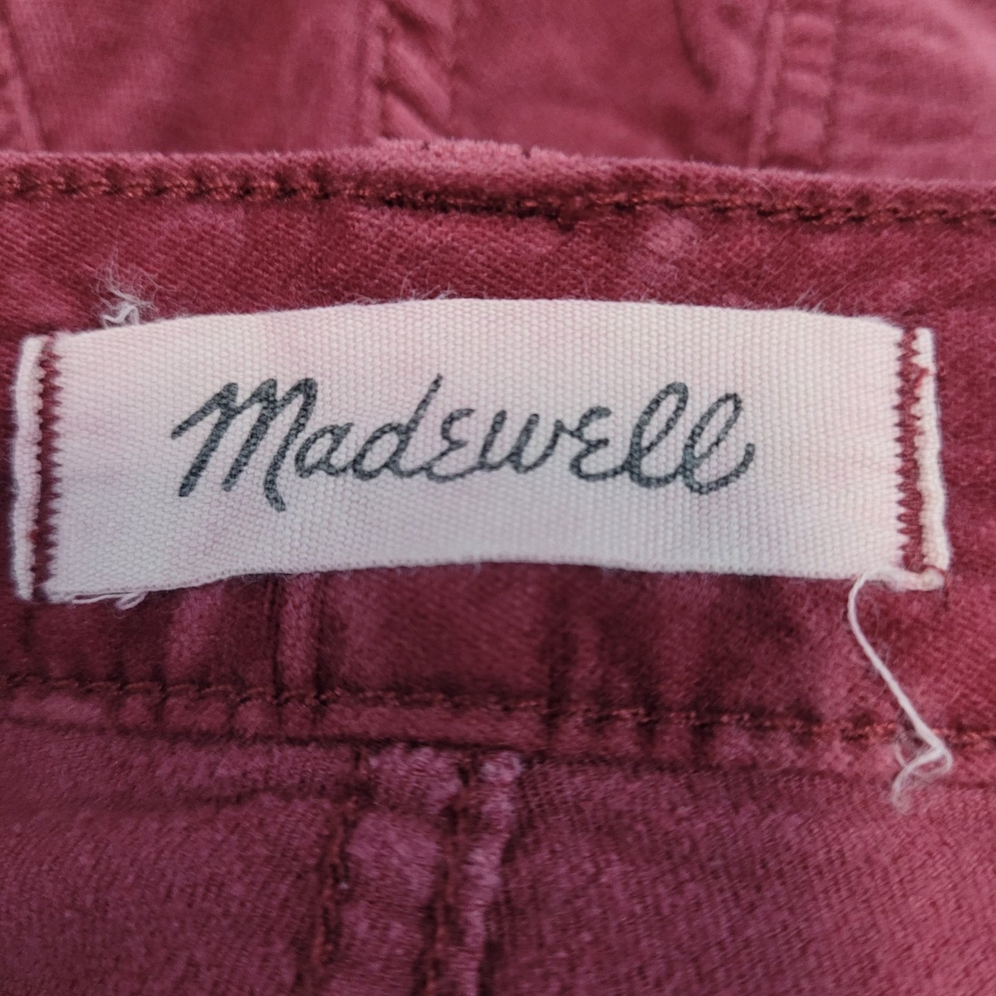 Madewell Red Velvet Corduroy 10" High Rise Stretch Skinny Pants 23 (23x27)