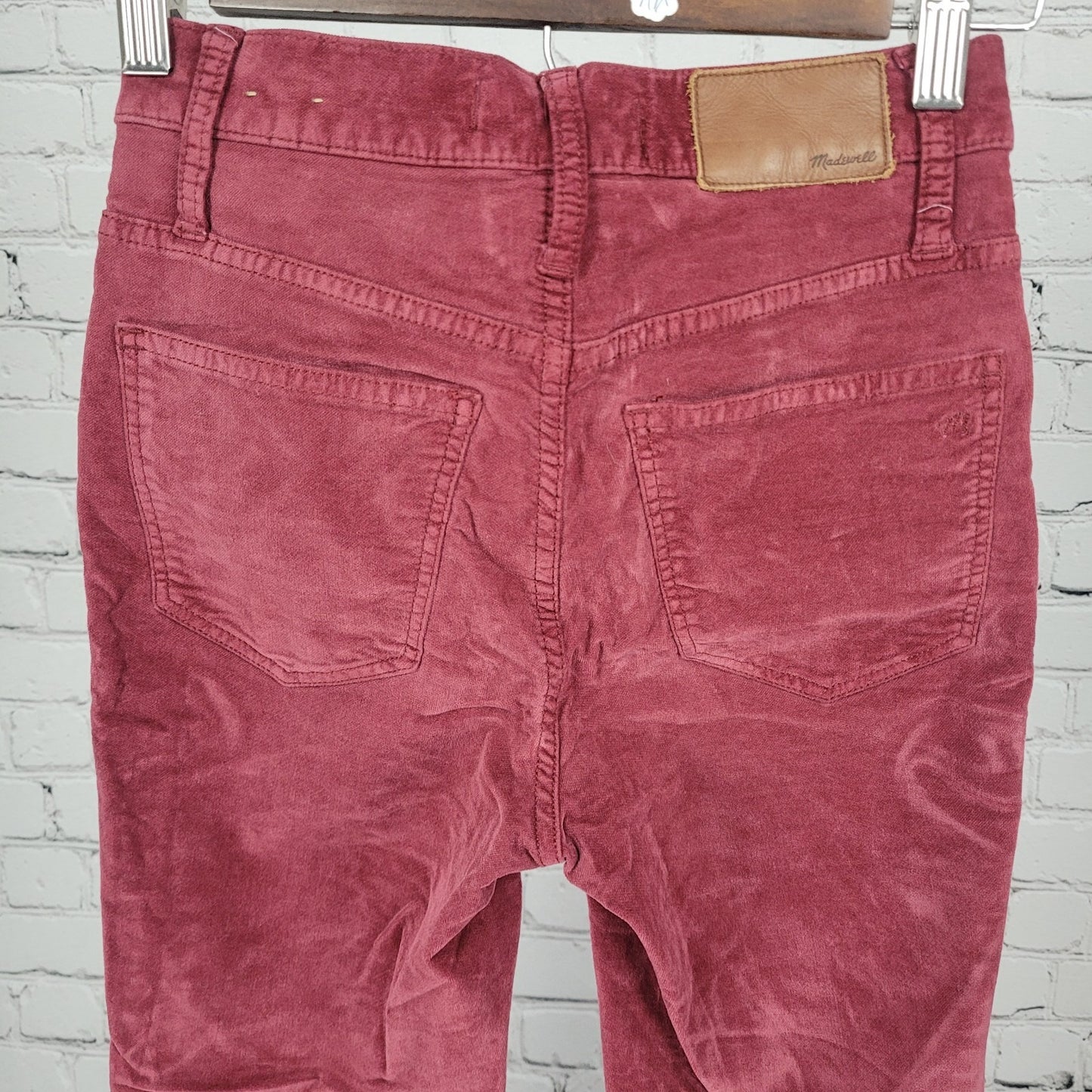 Madewell Red Velvet Corduroy 10" High Rise Stretch Skinny Pants 23 (23x27)