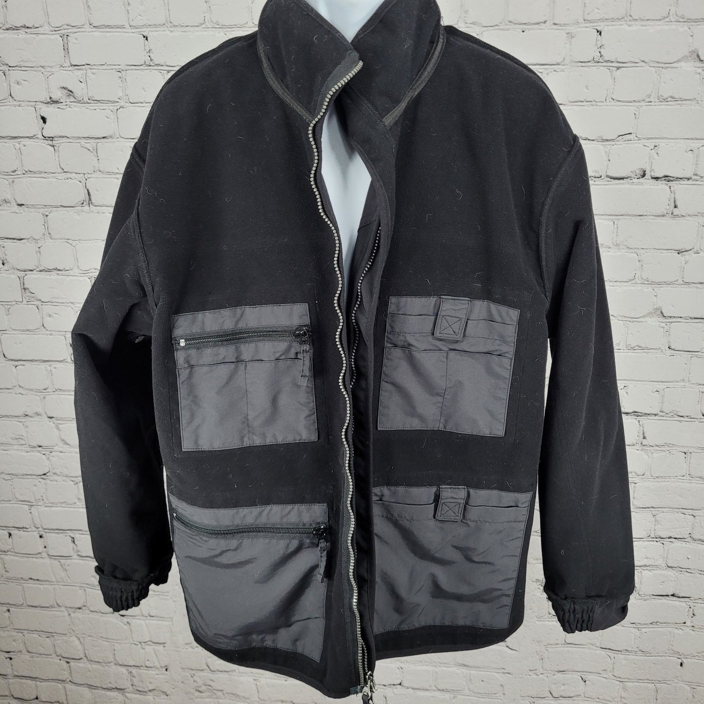 Duluth Trading Black Tradesmen Cargo Utility Fleece Lined Workwear Zip Jacket XL