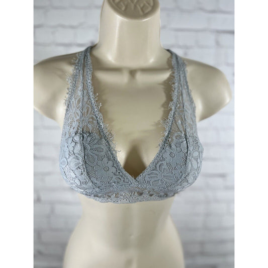 Aerie Lace Gray Crisscross Strappy Back Removable Padding Bralette Bra Womens XS