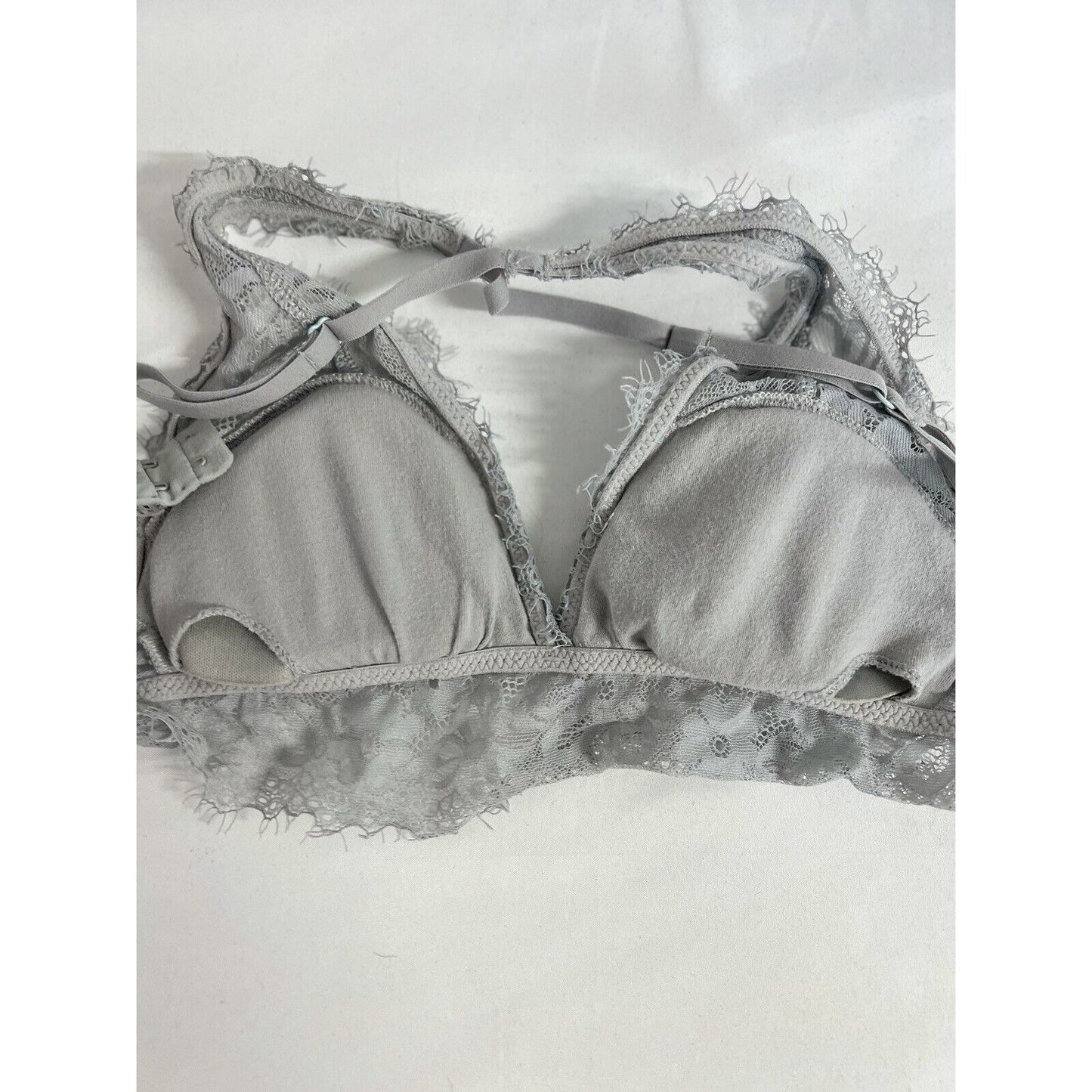 Aerie Lace Gray Crisscross Strappy Back Removable Padding Bralette Bra Womens XS