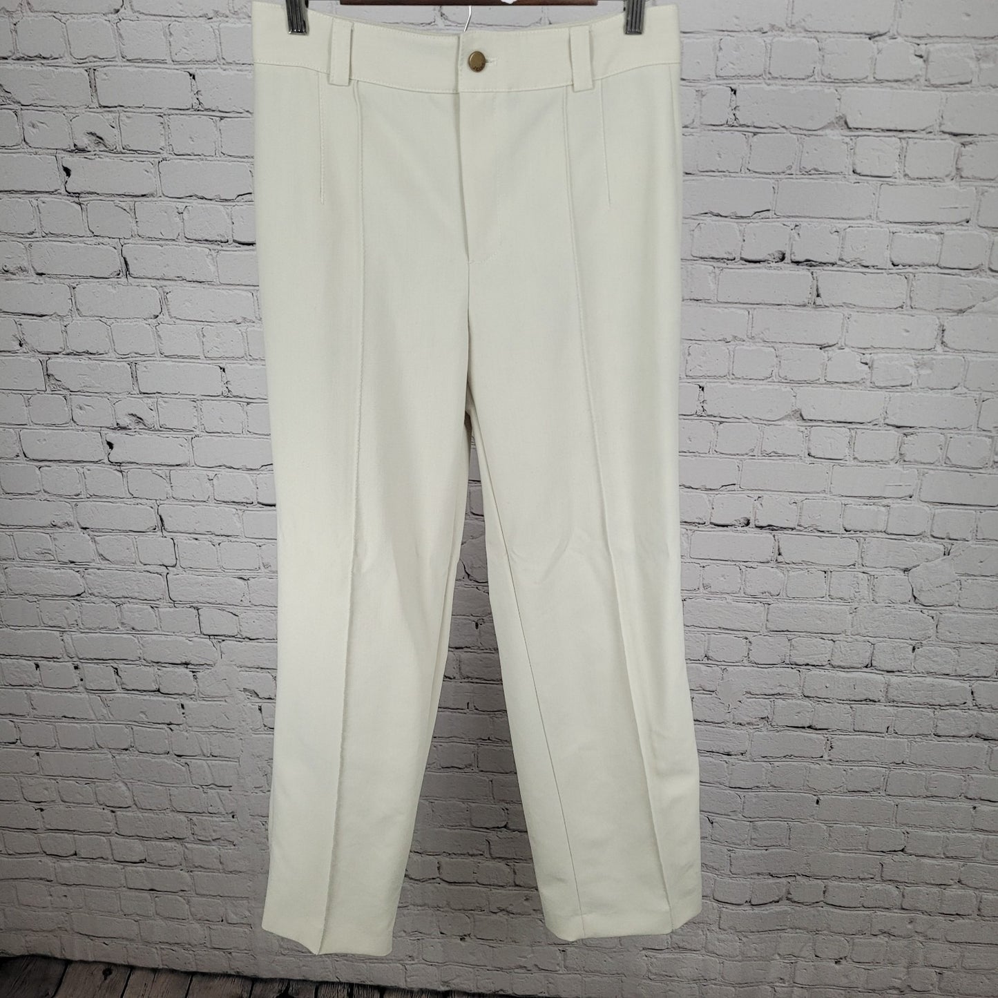 Zara Beige High Rise Straight Leg Stretch Dress Pants Size Medium M (30x31)