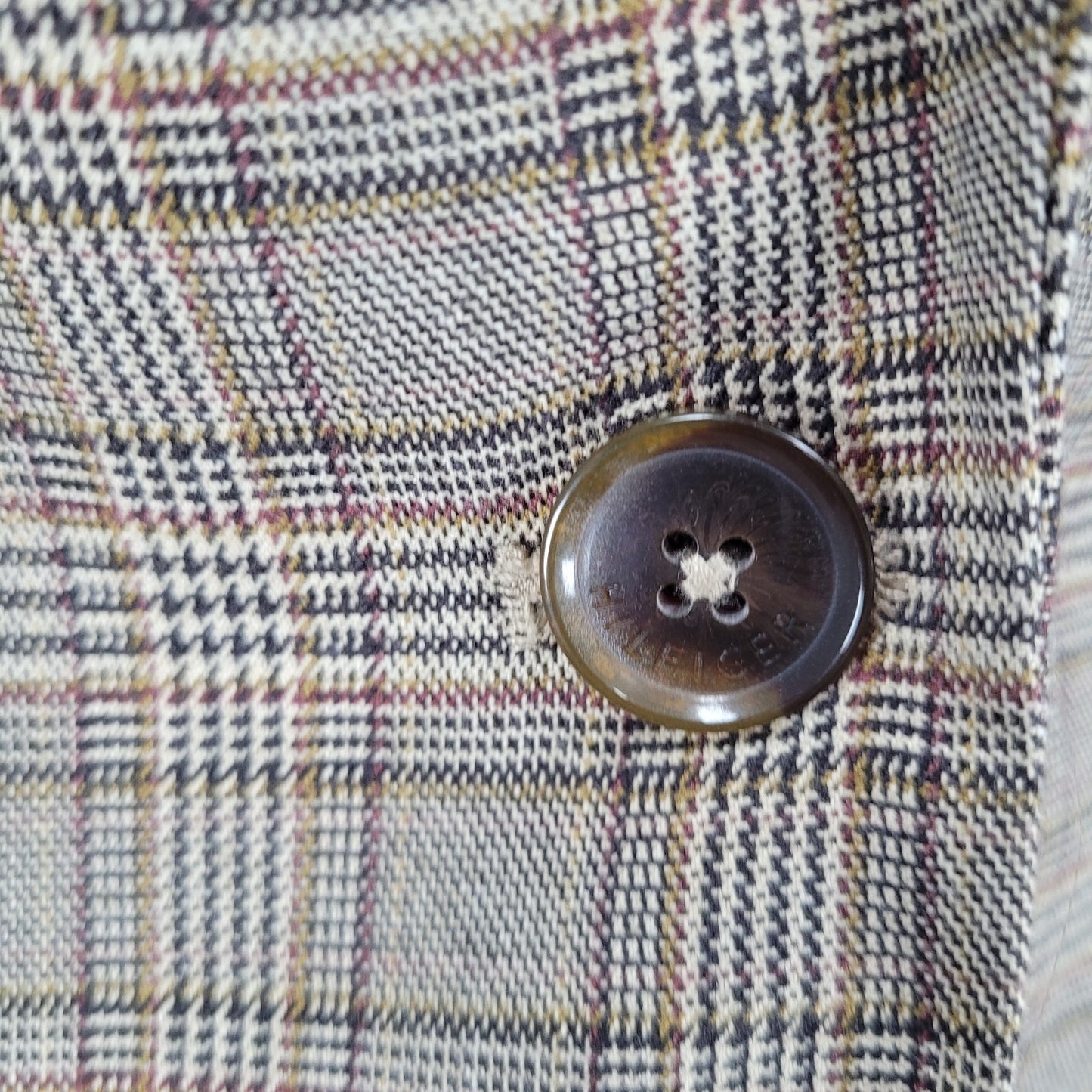 Tommy Hilfiger Brown Houndstooth Check Elbow Patches Peak Blazer Jacket Size 6
