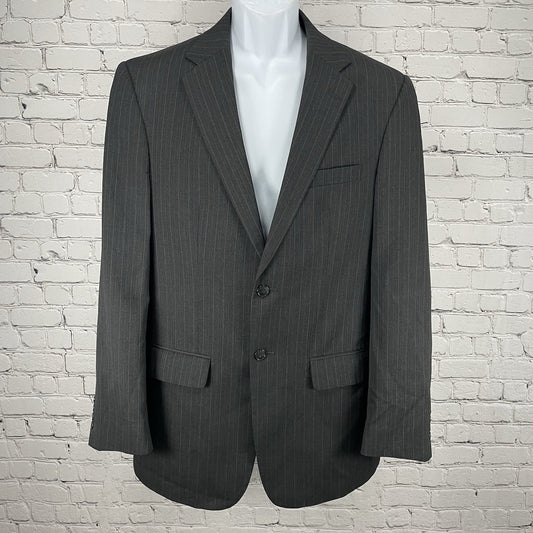 Jos A Bank Black Pinstripe Wool Tailored Fit Travelers Collection Blazer 40L