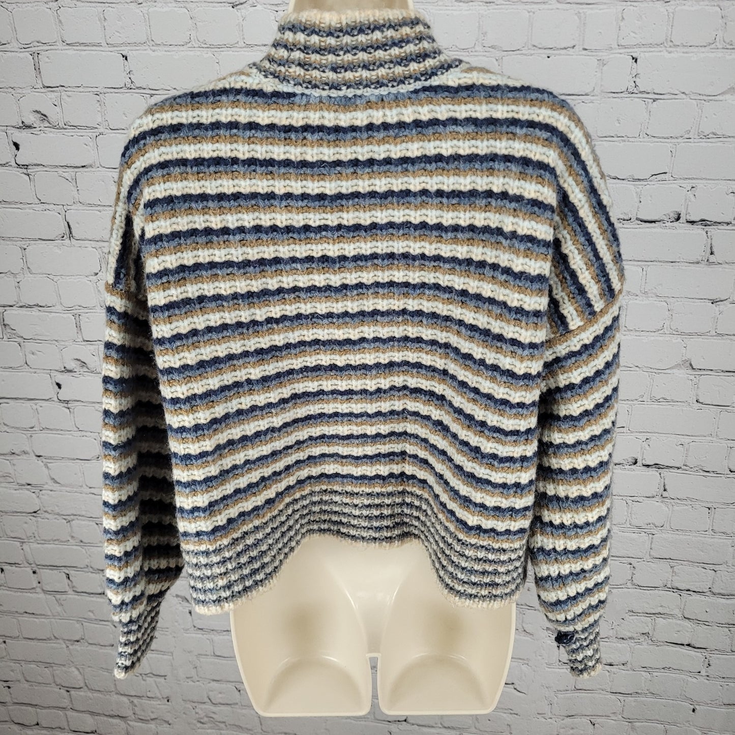 Madewell Striped Wool Blend Chunky Knit Boxy Crop Cardigan Sweater Size Medium M