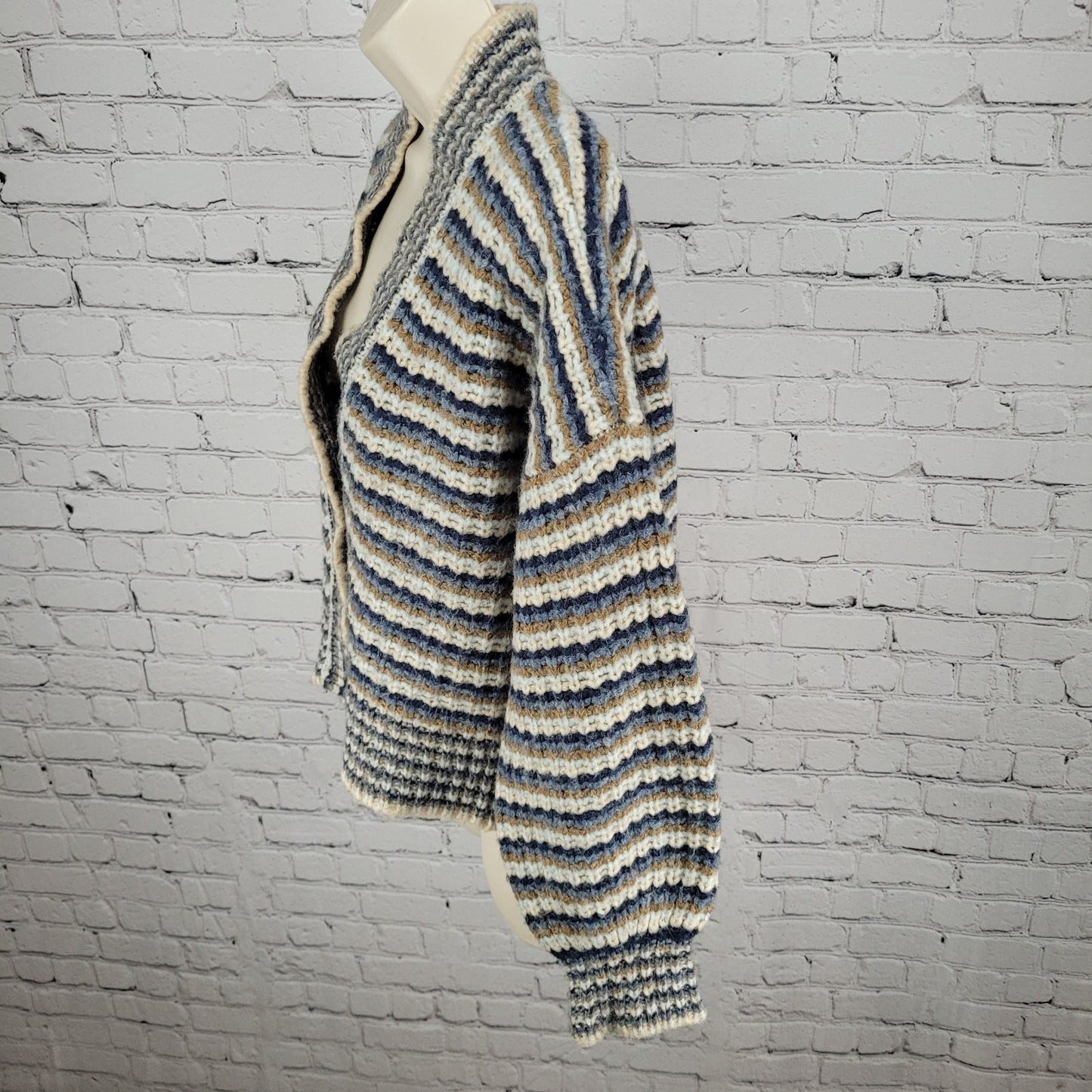 Madewell Striped Wool Blend Chunky Knit Boxy Crop Cardigan Sweater Size Medium M