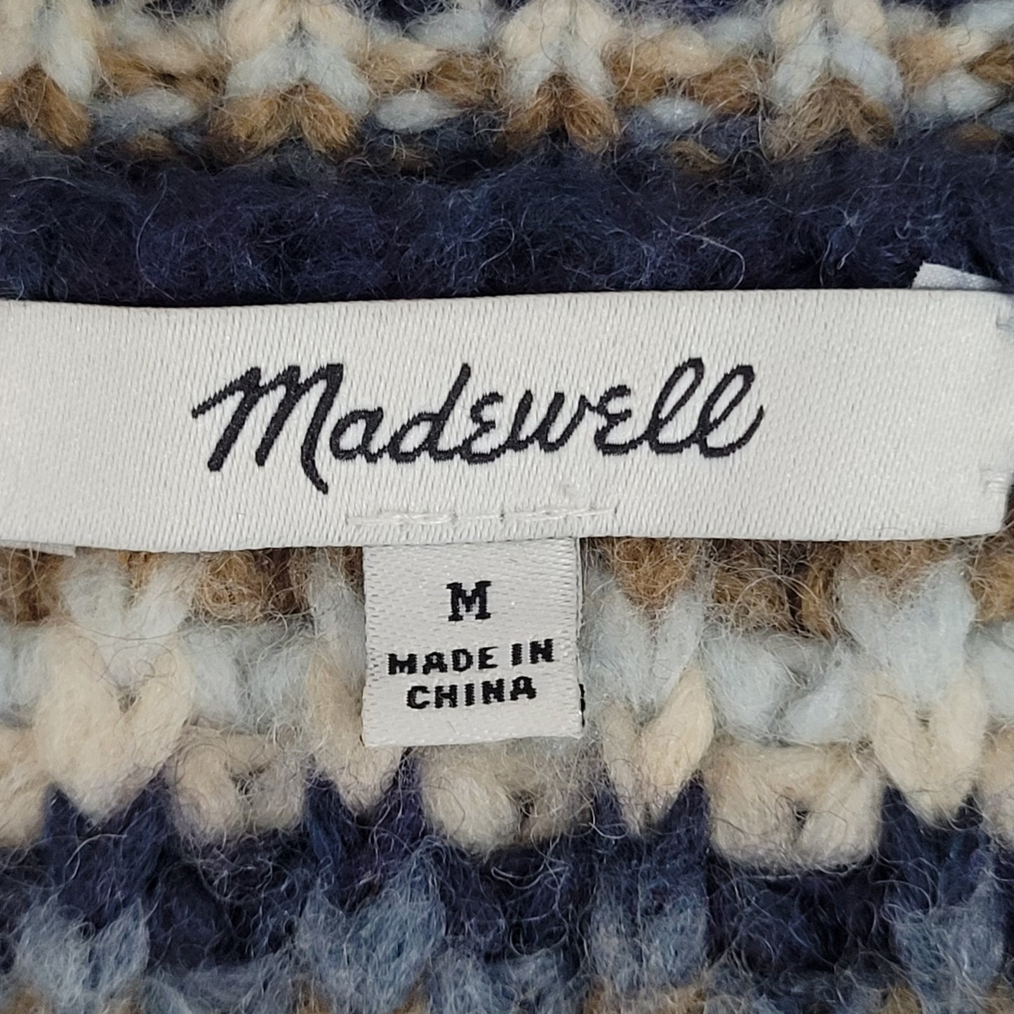 Madewell Striped Wool Blend Chunky Knit Boxy Crop Cardigan Sweater Size Medium M