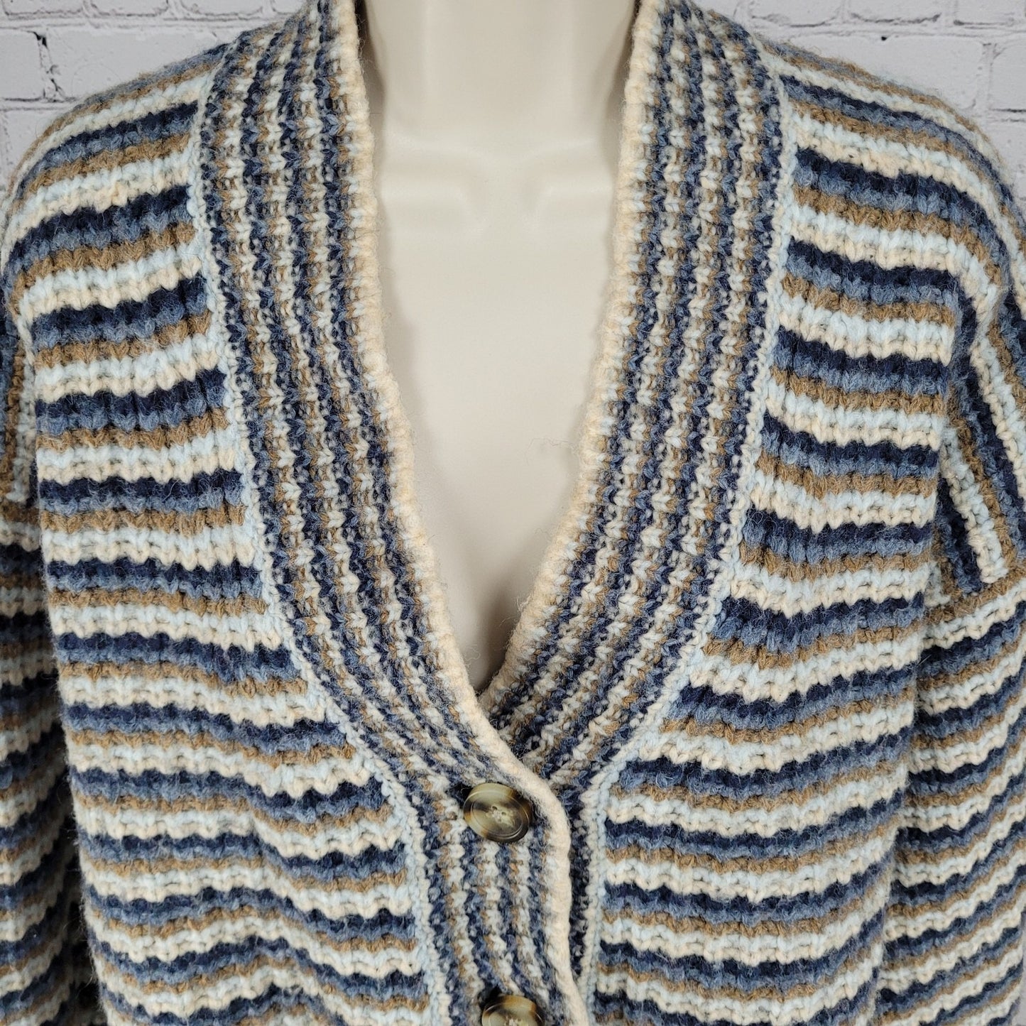 Madewell Striped Wool Blend Chunky Knit Boxy Crop Cardigan Sweater Size Medium M