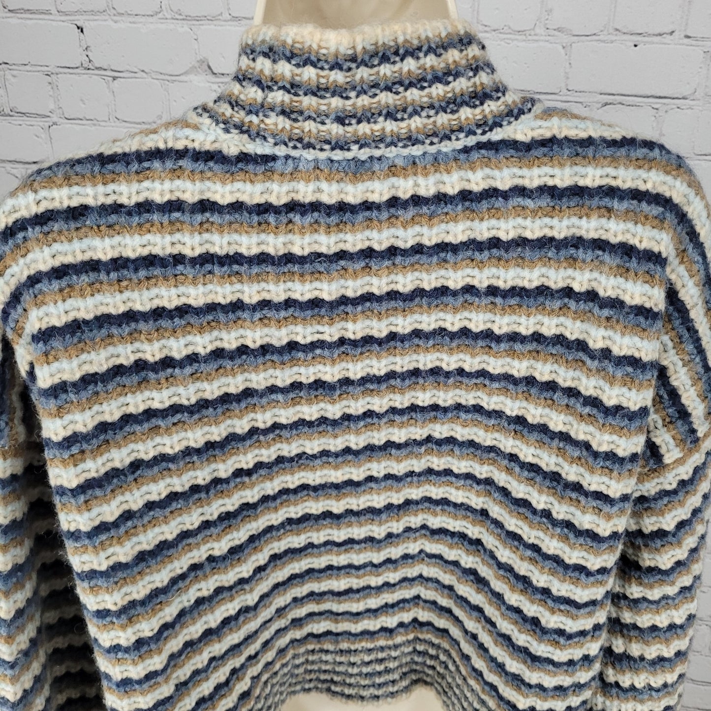 Madewell Striped Wool Blend Chunky Knit Boxy Crop Cardigan Sweater Size Medium M