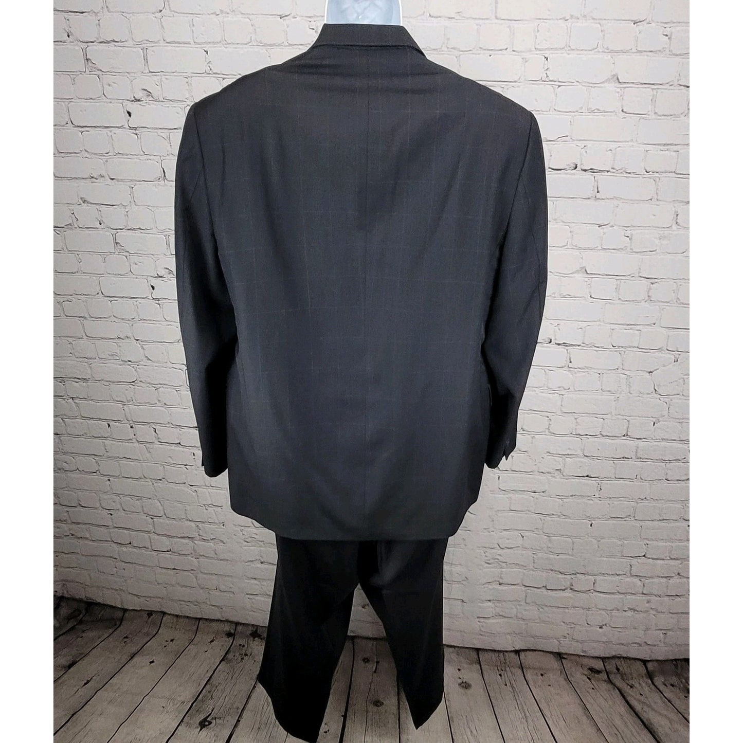 Daniel Cremieux Navy 100% Wool Check Full Suit Set Jacket 44R Pants 37x29 USA