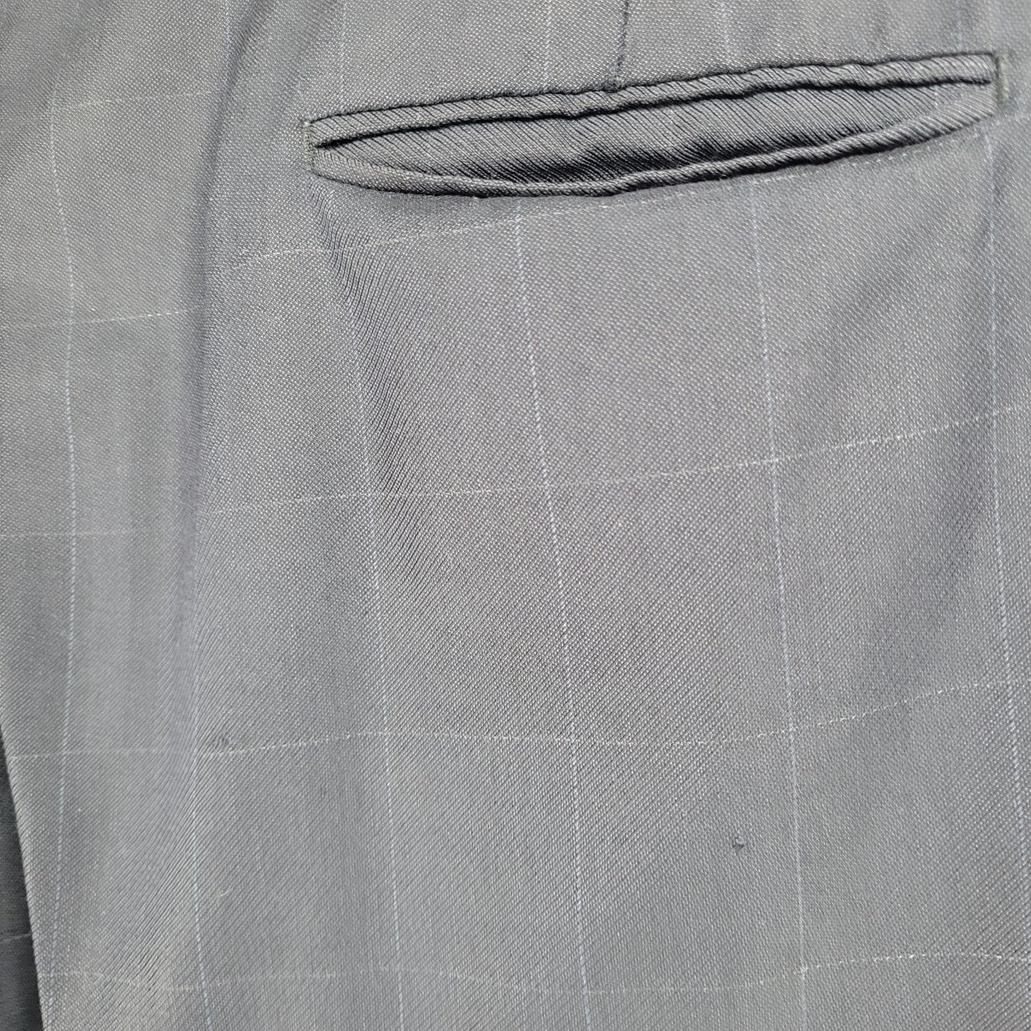 Daniel Cremieux Navy 100% Wool Check Full Suit Set Jacket 44R Pants 37x29 USA