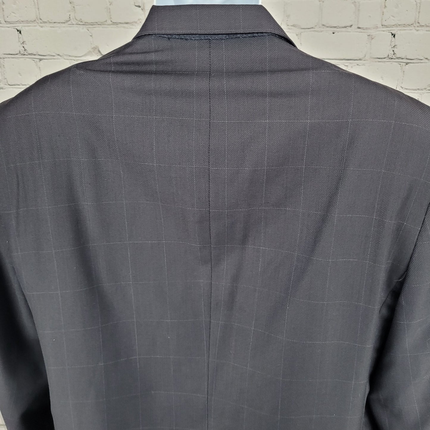 Daniel Cremieux Navy 100% Wool Check Full Suit Set Jacket 44R Pants 37x29 USA