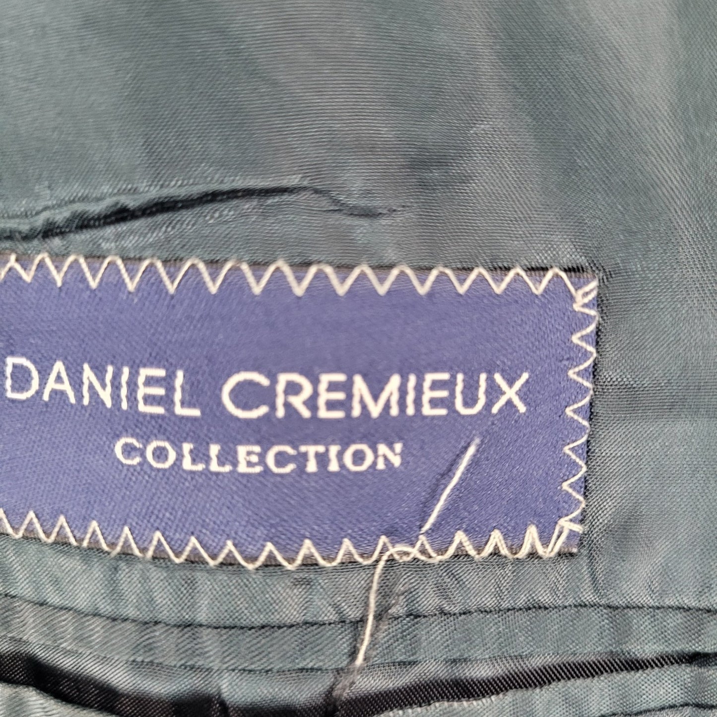 Daniel Cremieux Navy 100% Wool Check Full Suit Set Jacket 44R Pants 37x29 USA