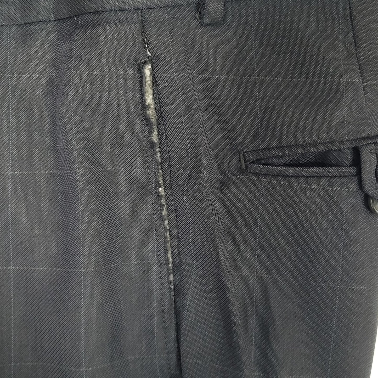Daniel Cremieux Navy 100% Wool Check Full Suit Set Jacket 44R Pants 37x29 USA