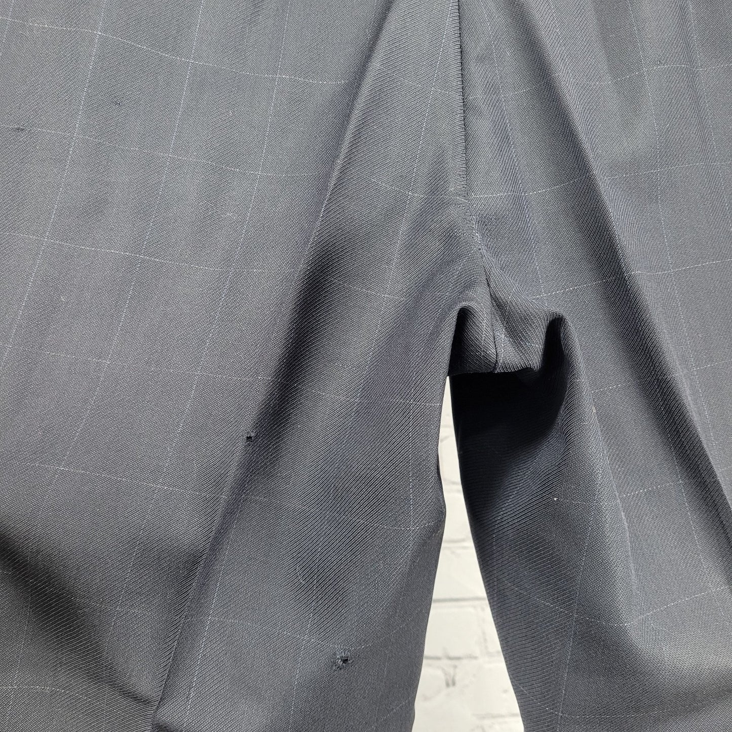 Daniel Cremieux Navy 100% Wool Check Full Suit Set Jacket 44R Pants 37x29 USA