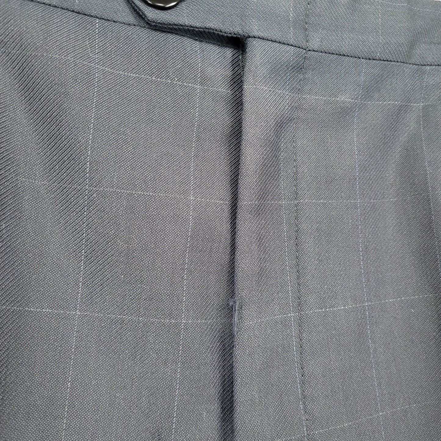 Daniel Cremieux Navy 100% Wool Check Full Suit Set Jacket 44R Pants 37x29 USA