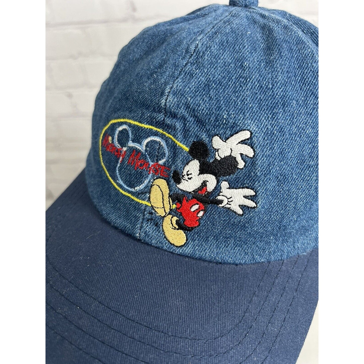Vintage Mickey Mouse Unlimited Denim Hat Cap Stretch One Size Unisex Disney