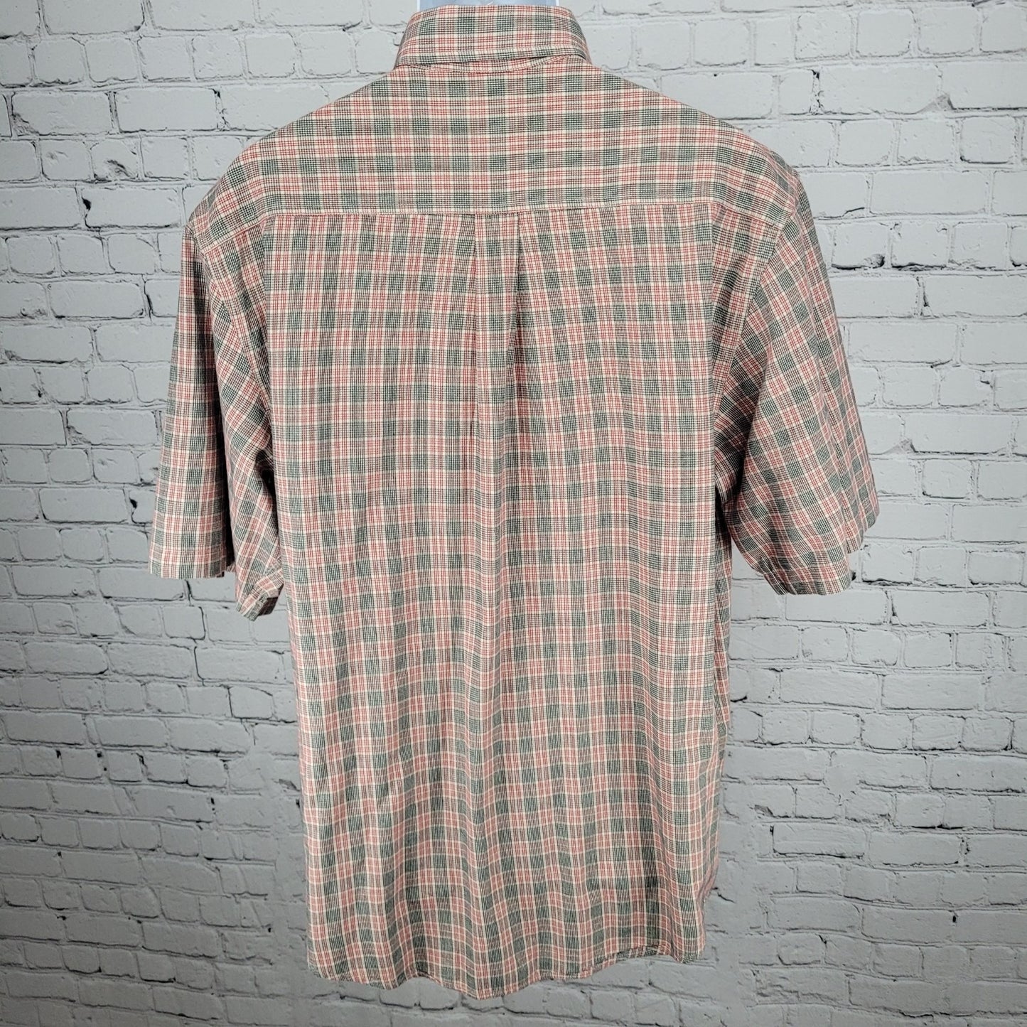 Carhartt Red Black Plaid 100% Cotton Button Down Collar Short Sleeve Shirt Large