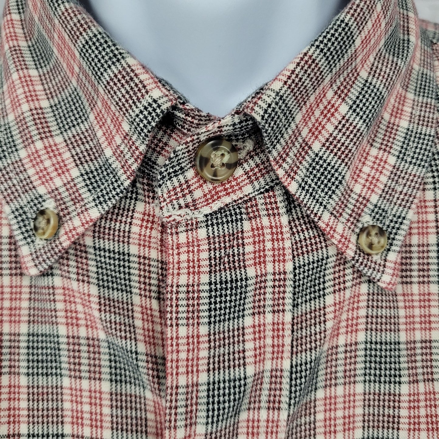 Carhartt Red Black Plaid 100% Cotton Button Down Collar Short Sleeve Shirt Large