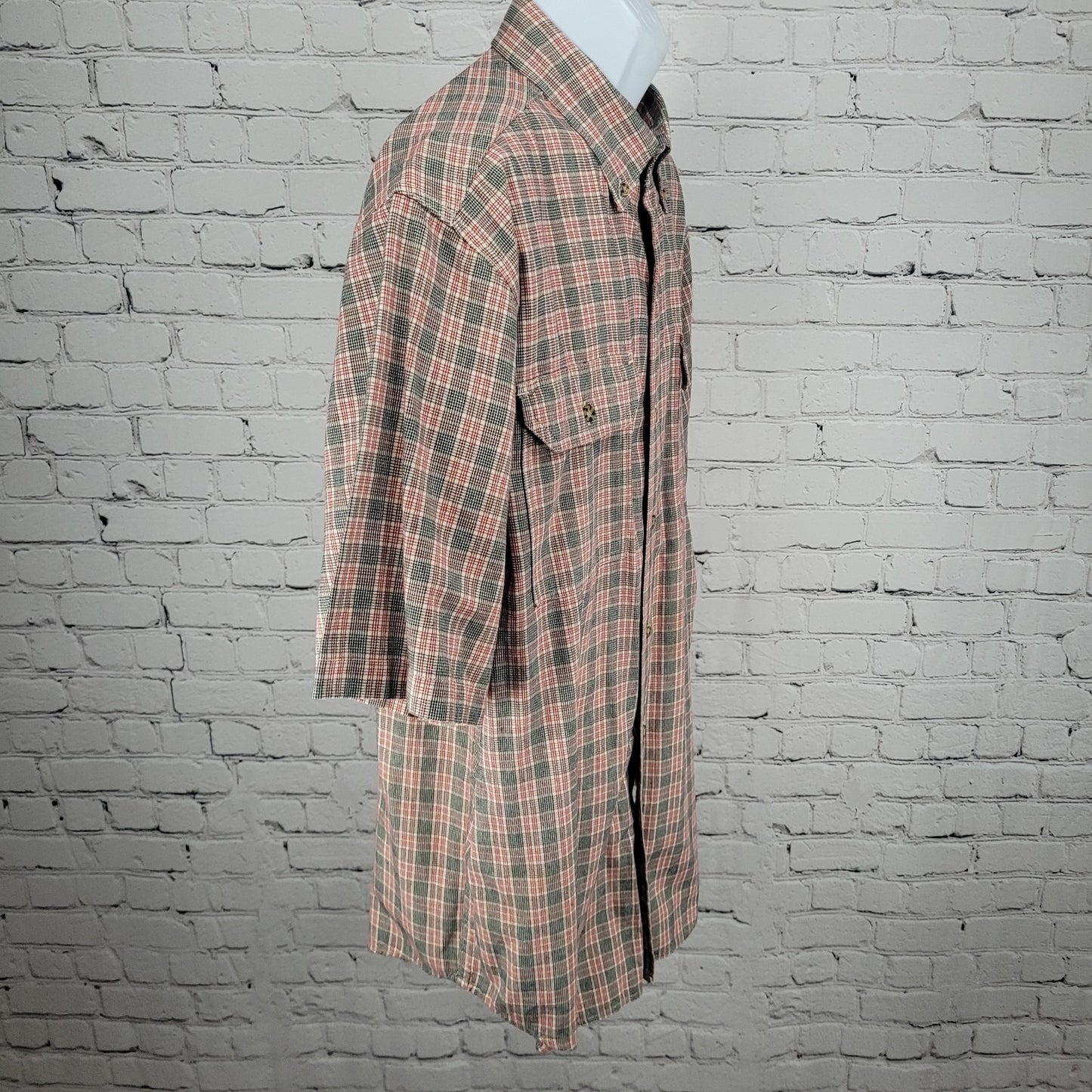 Carhartt Red Black Plaid 100% Cotton Button Down Collar Short Sleeve Shirt Large