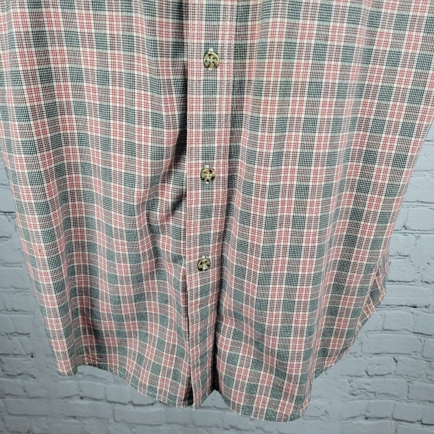 Carhartt Red Black Plaid 100% Cotton Button Down Collar Short Sleeve Shirt Large