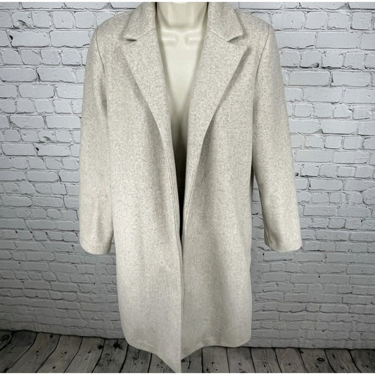 Zara Beige Open Classic Collared Long Jacket Pockets Sweater Cardigan Medium M