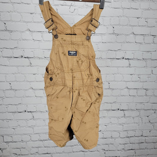 OshKosh B'Gosh Brown Palm Tree 100% Cotton Lightweight Vestbak Overalls 5T