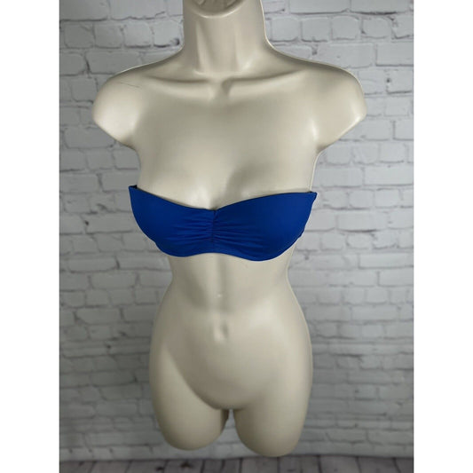 Victoria’s Secret Swim Blue Low Cut Padded Strapless Underwire Bikini Top 34B