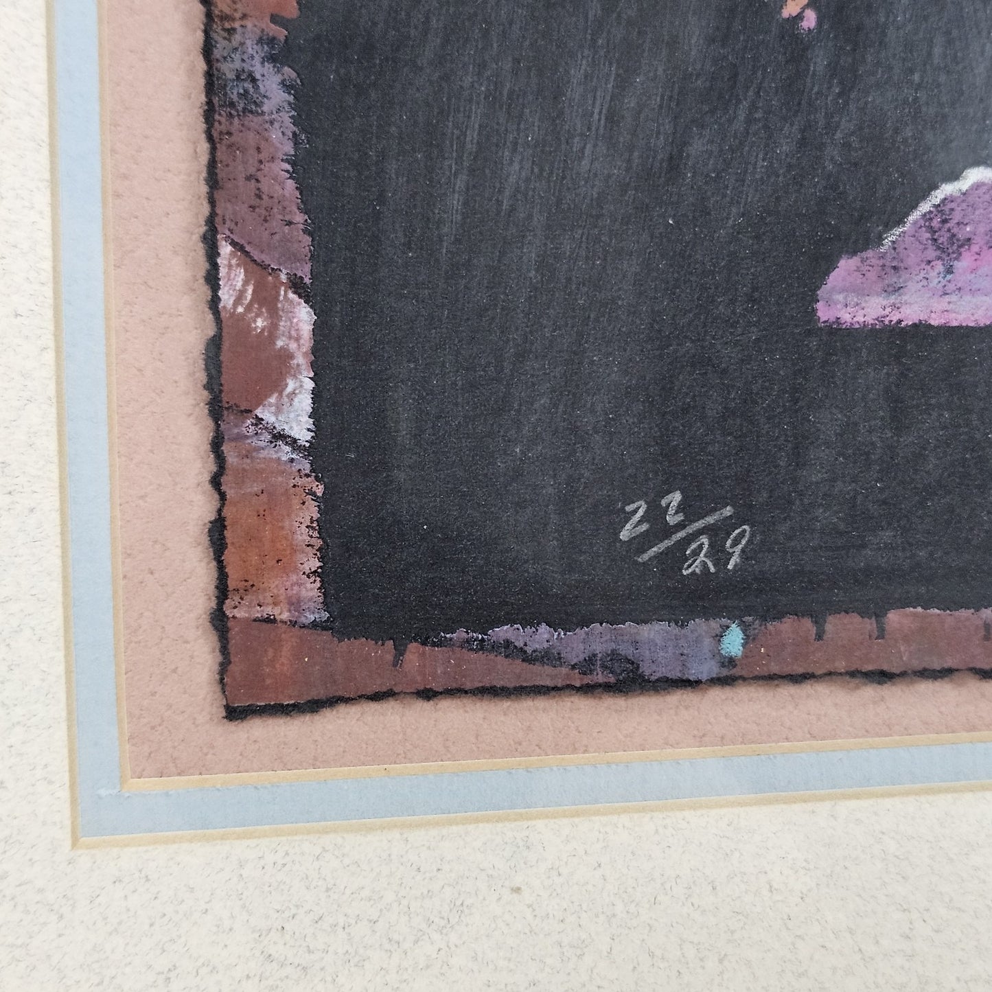 VTG C. Warren Original Desert Lizard Southwestern Folk Art Metallic Wood Framed