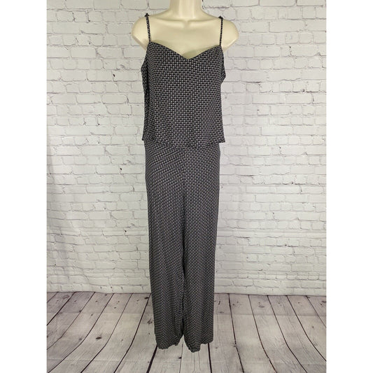Elevenses Anthropologie Black White One Piece Jumpsuit Pockets XL *small defect