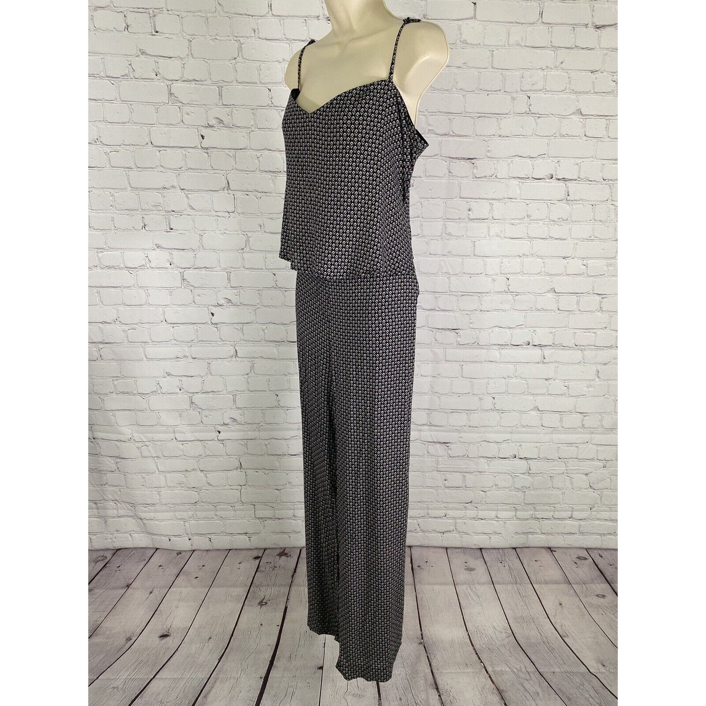 Elevenses Anthropologie Black White One Piece Jumpsuit Pockets XL *small defect