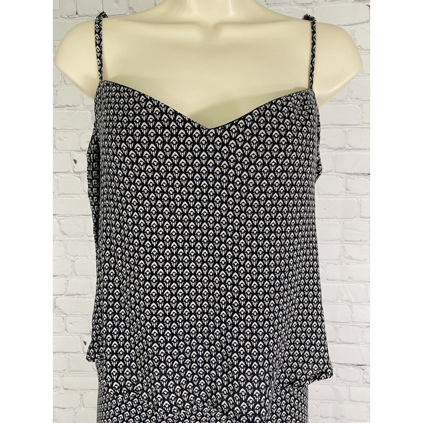 Elevenses Anthropologie Black White One Piece Jumpsuit Pockets XL *small defect