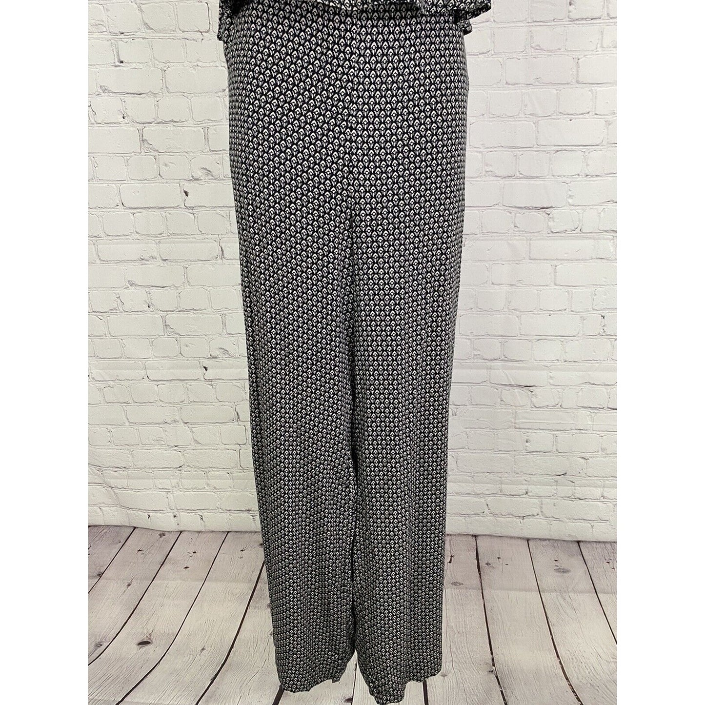 Elevenses Anthropologie Black White One Piece Jumpsuit Pockets XL *small defect