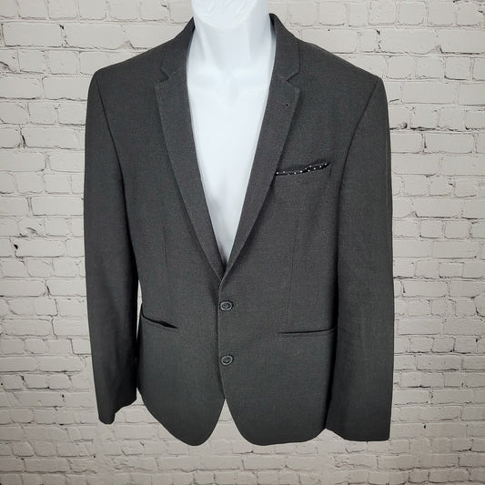 ASOS Grey Slim Fit 2 Button Vented Notch Stretch Blazer Sport Coat 42S *tear