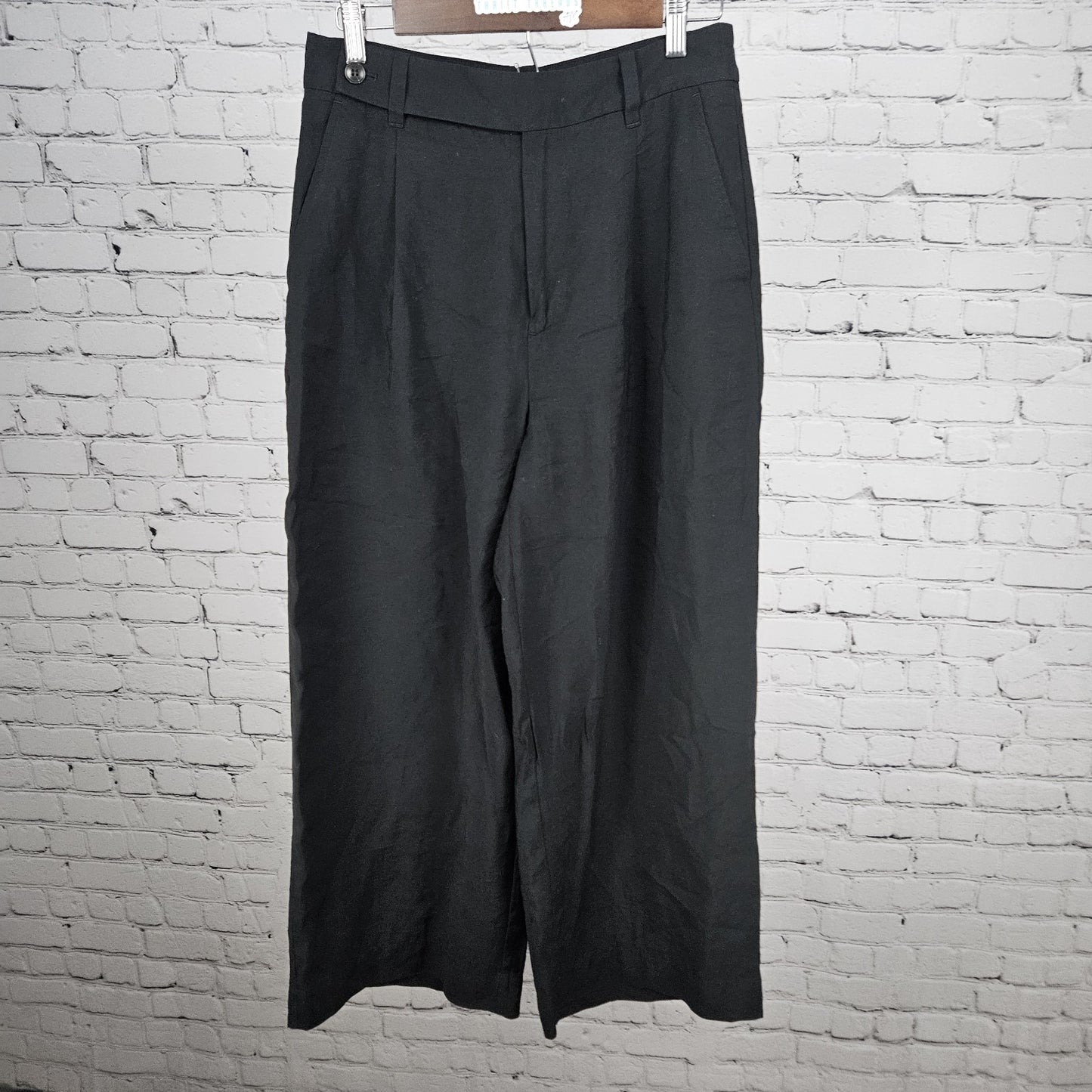 Madewell Black Pleated Front Wide Leg High Rise Lightweight Pants 6 (29x27)