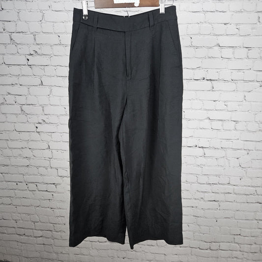 Madewell Black Pleated Front Wide Leg High Rise Lightweight Pants 6 (29x27)