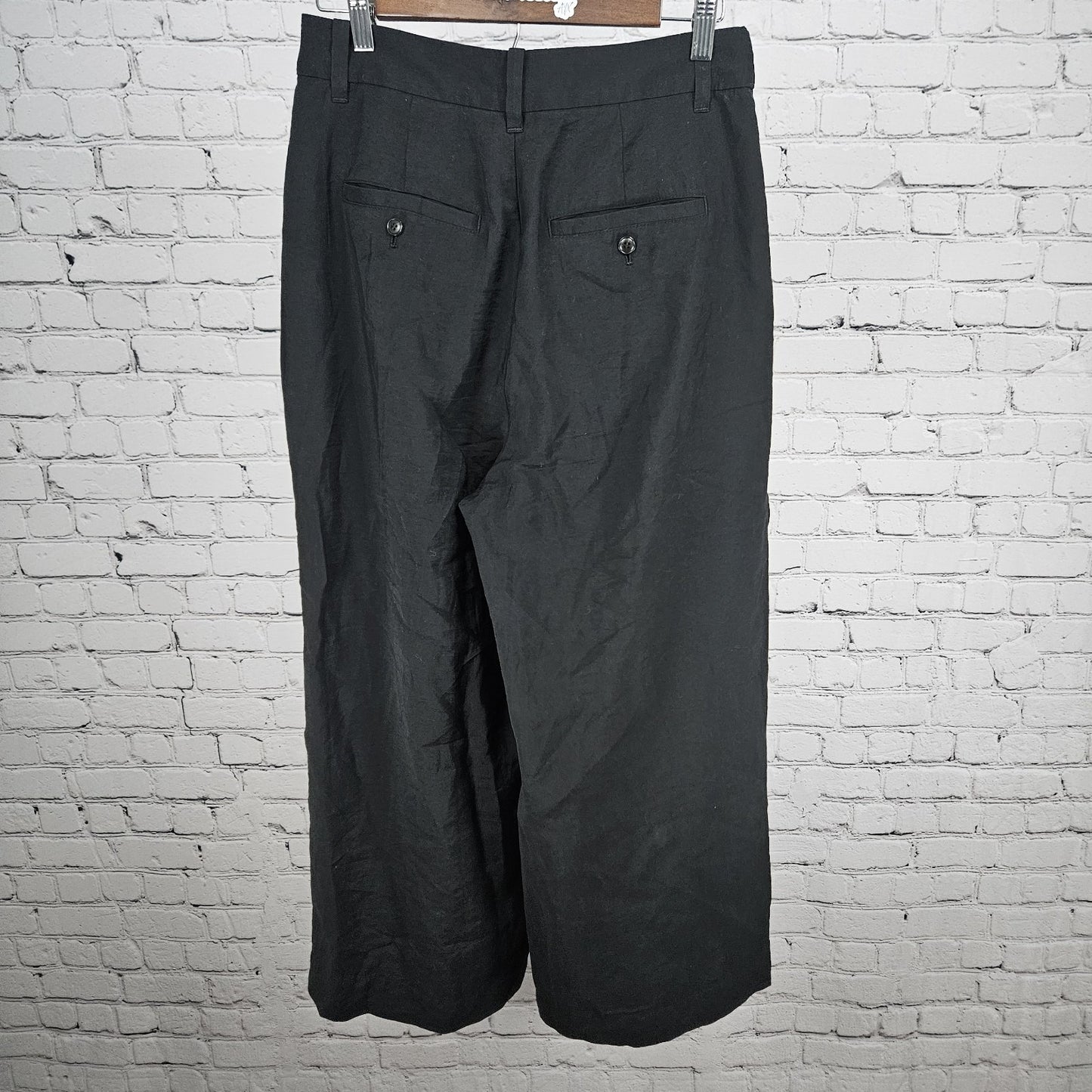 Madewell Black Pleated Front Wide Leg High Rise Lightweight Pants 6 (29x27)