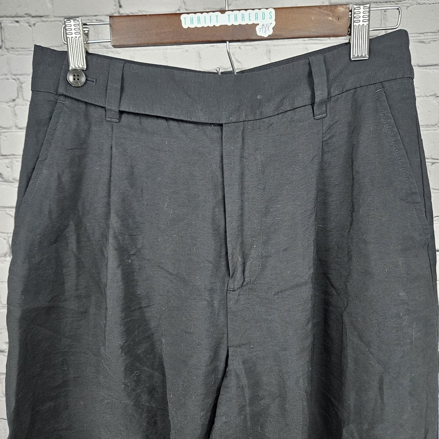 Madewell Black Pleated Front Wide Leg High Rise Lightweight Pants 6 (29x27)