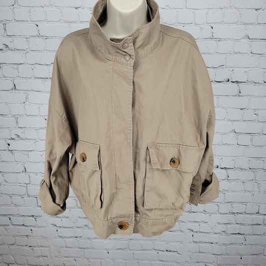 NWT Simply Blessed Light Mocha Brown 100% Cotton Unlined Jacket TWJK55 Size XL
