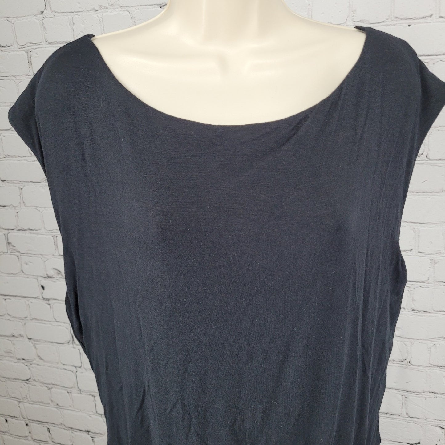 Athleta Black Wool Blend Soft Stretch Athleisure Ruched Dress Size Large L