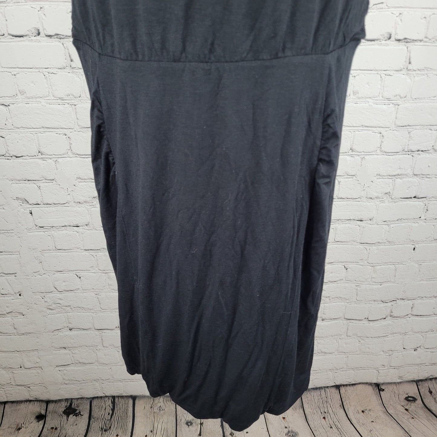 Athleta Black Wool Blend Soft Stretch Athleisure Ruched Dress Size Large L