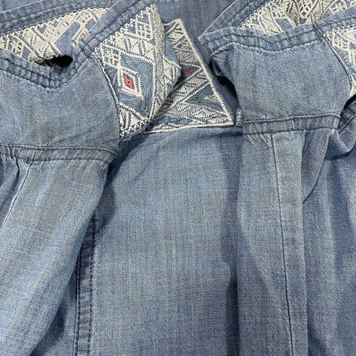 Madewell Blue Chambray Embroidered Lightweight Short Sleeve Tunic Dress Size XS