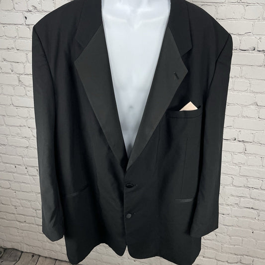 Perry Ellis Black 2 Button Satin Lapel Formal Tuxedo Jacket USA Made Size 54XL
