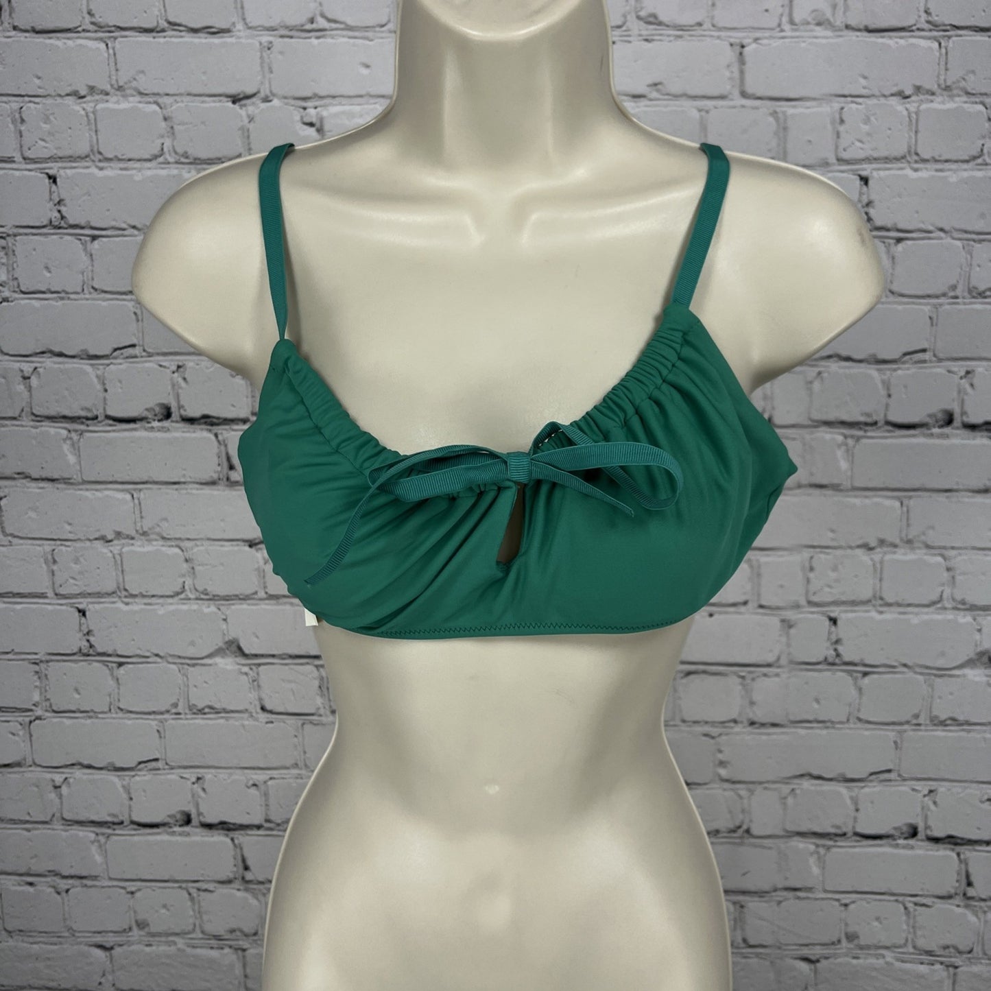 NWT Aerie Teal Green Front Adjustable Bandeau Unpadded Swim Bra Bikini Top M