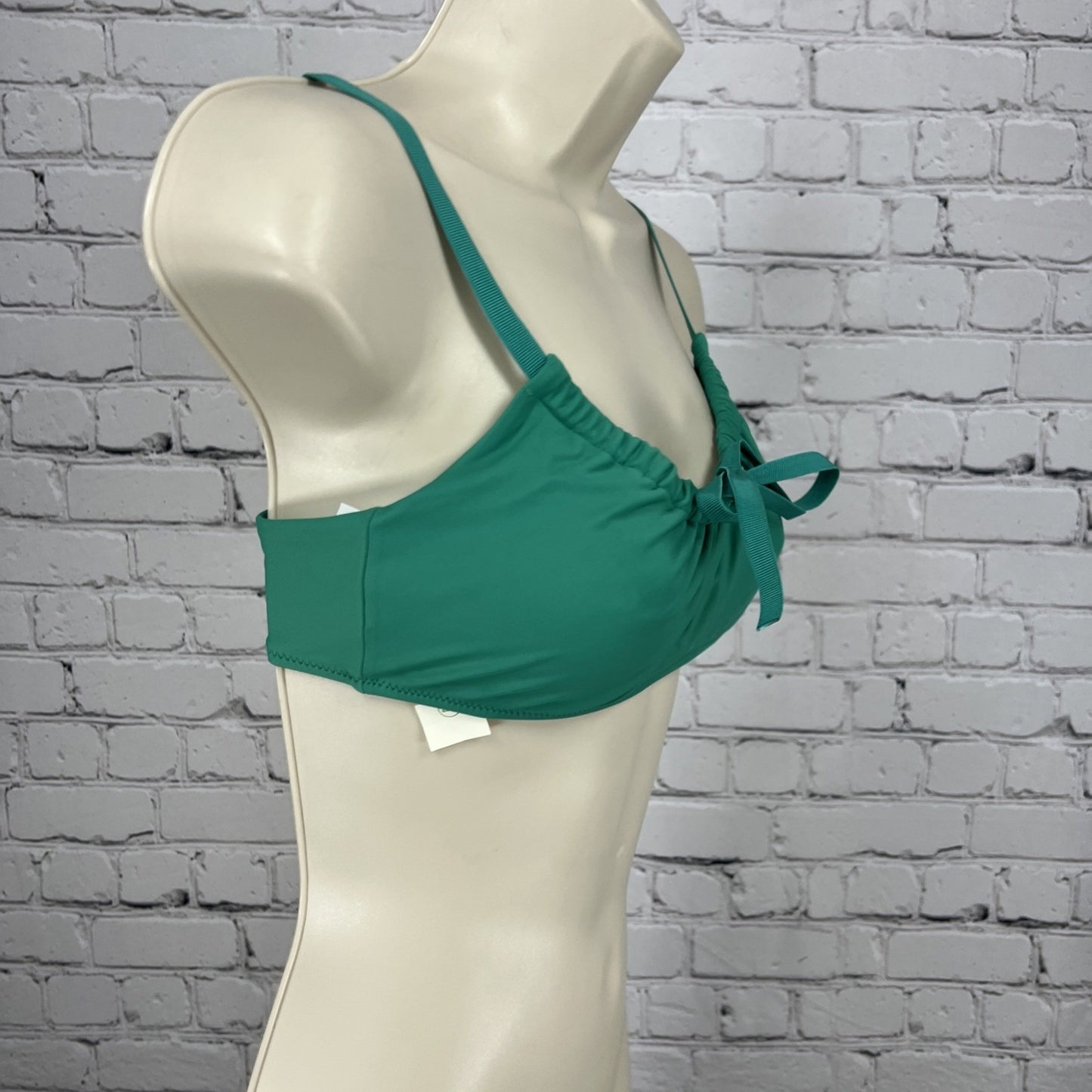 NWT Aerie Teal Green Front Adjustable Bandeau Unpadded Swim Bra Bikini Top M