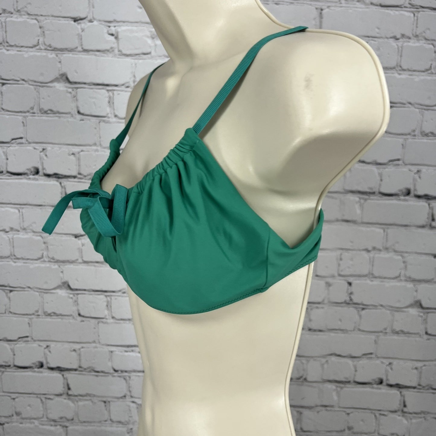 NWT Aerie Teal Green Front Adjustable Bandeau Unpadded Swim Bra Bikini Top M